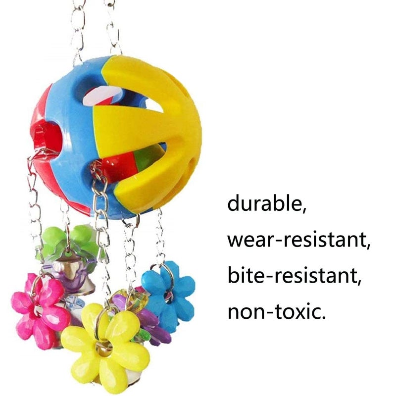 Litewoo Bird String Ball Toy Parrot Pet Cage Toy Chew Bite with Hanging Swing Bell for Small Parakeet African Grey Cockatiel Cockatoo Finch Canary Cage Accessories â€¦ - Image 4